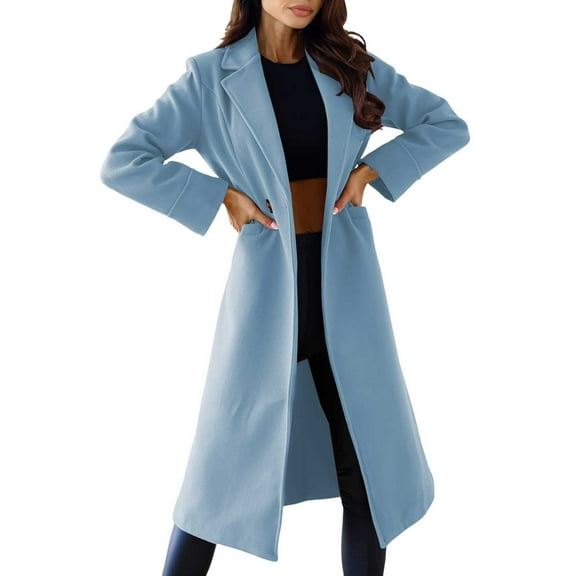 Women's Double Wool Blend Coat Winter Warm Long Trench Overcoat with Lapel Collar Classic Elegant Outerwear