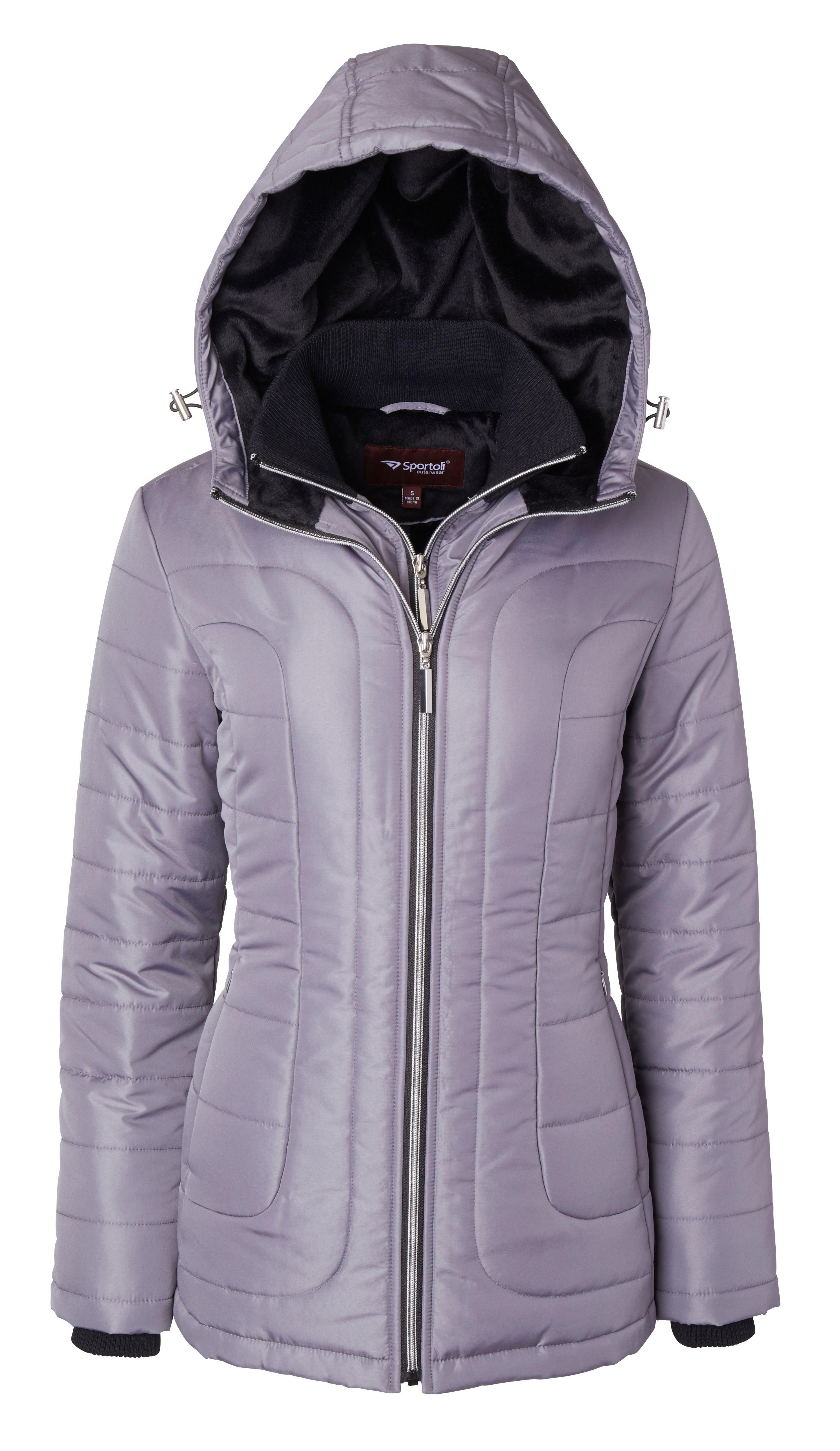 Women's Down Alternative Quilted Midlength Vestee Puffer Jacket Plush