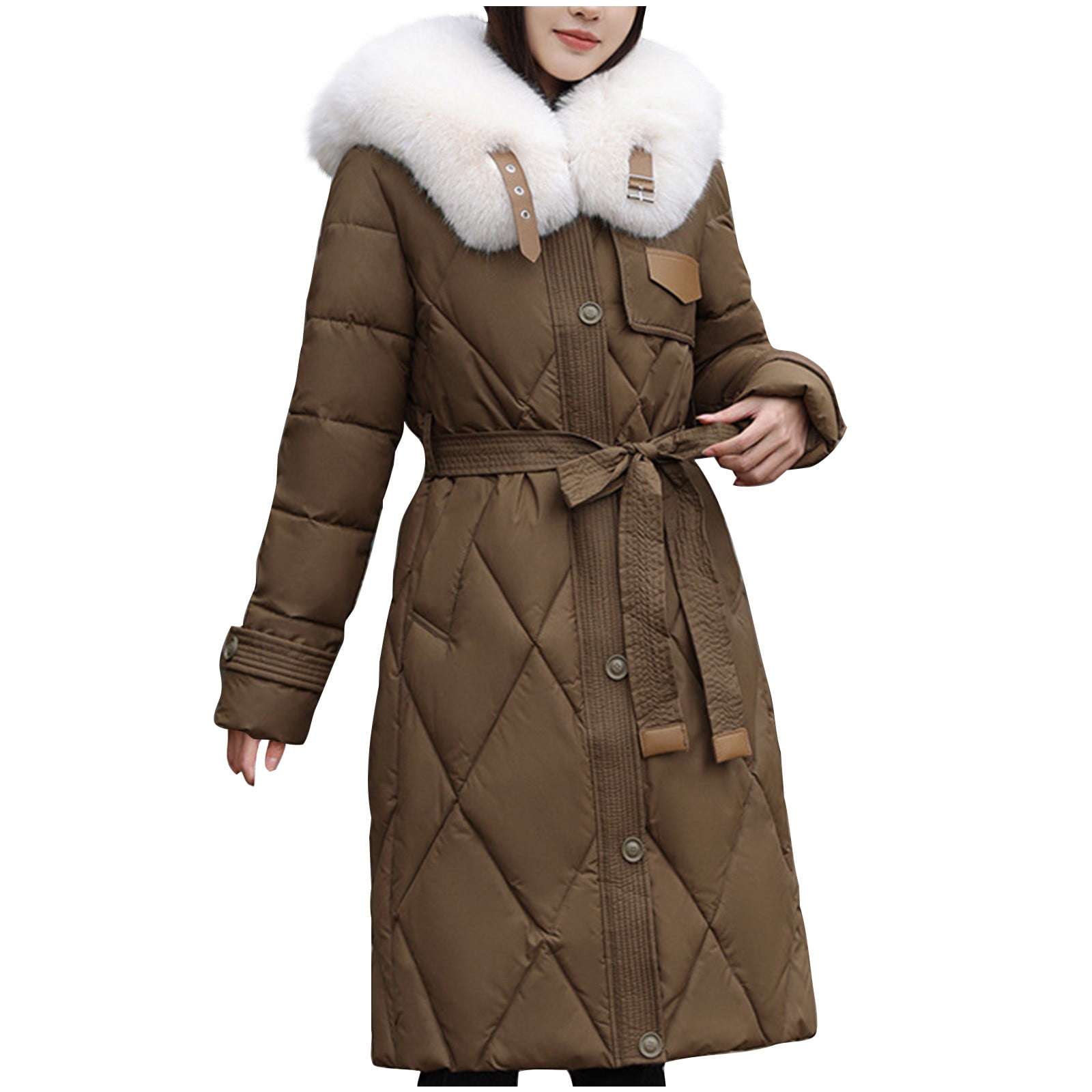 2DXuixsh Winter Jacket Women's Trench Coat Notch Lapel
