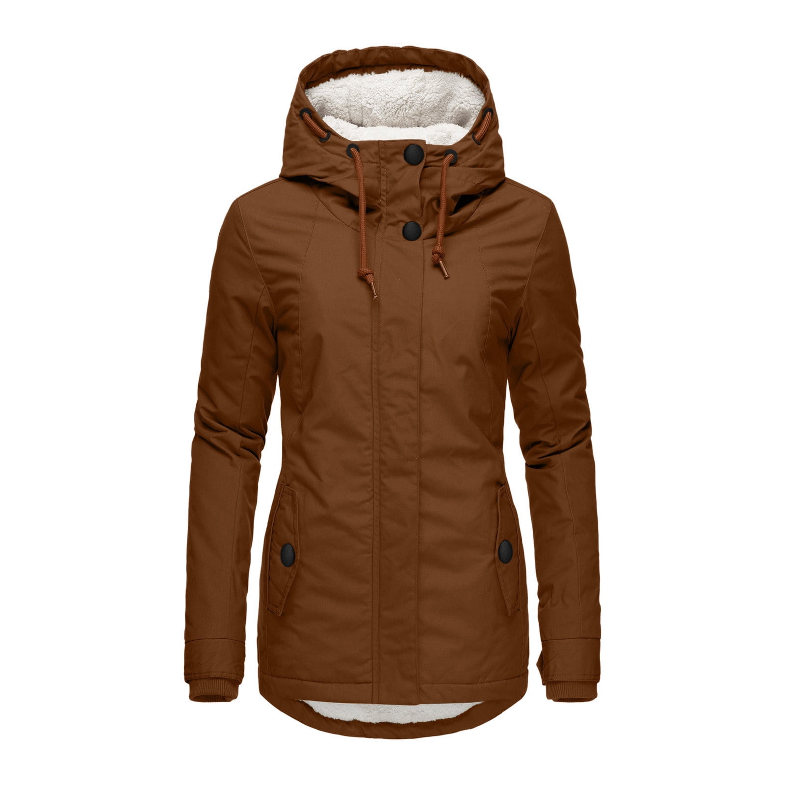 Fine khaki down coat trendy plus size snow jackets lapel pockets women winter outwear
