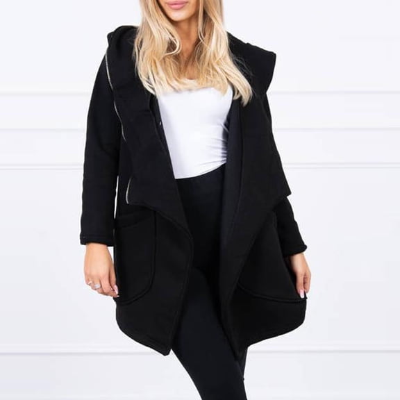 Women's Down Jacket and Parka with Snow Leopard Fleece Lining, Winter Coat, Double-zip Hooded Jacket, Warm and Thick Coat Black XL