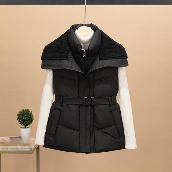 Women's Down Vest, Sleeveless Stand Collar Jacket, Thin Lightweight Puffer with Zipper Pockets, Slim Fit for Casual Wear and Outdoor Activities
