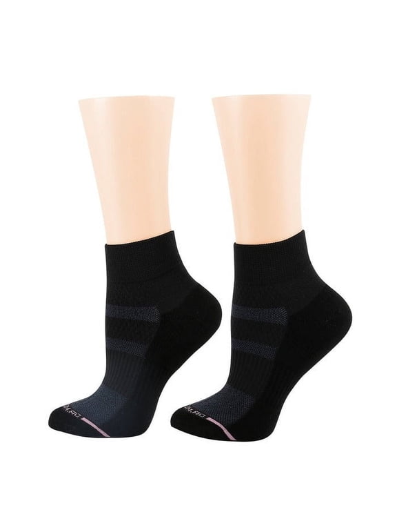 Women's Dr. Motion Everyday Compression Quarter Socks Color: Black Gray Size: N/A