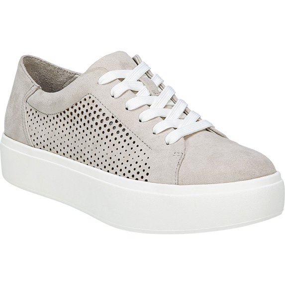 Women's Dr. Scholl's Kinney Lace Sneaker Greige Chop Out Microfiber 6 M