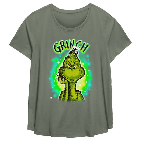 Women's Dr. Seuss Airbrush Grinch Graphic T-Shirt