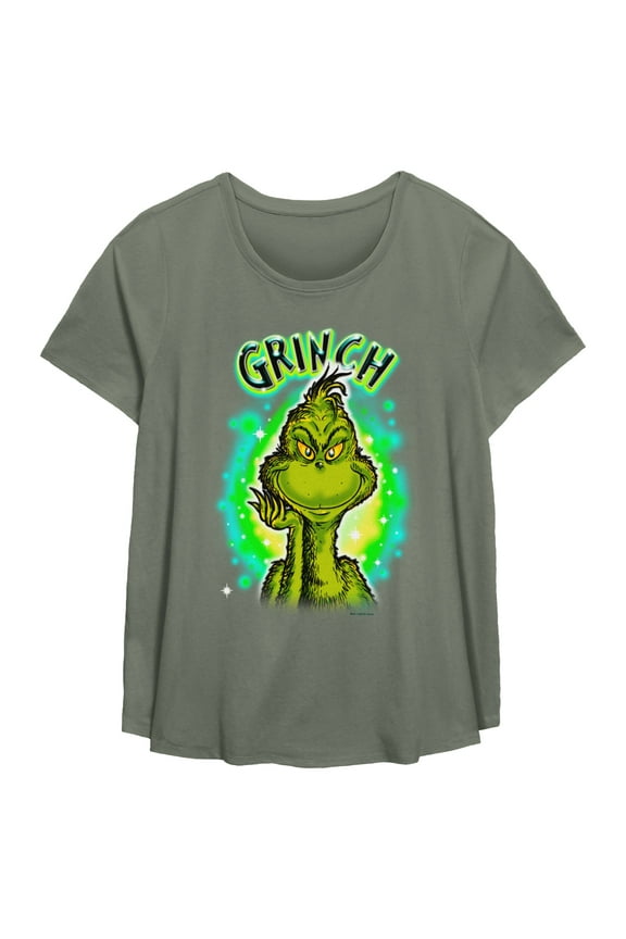 Women's Dr. Seuss Airbrush Grinch Graphic T-Shirt