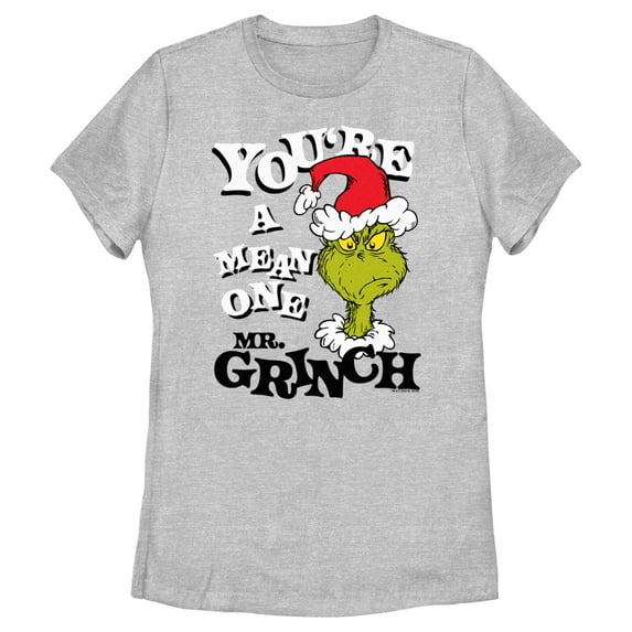 Women's Dr. Seuss Christmas Grinch You're a Mean One Portrait Graphic T-Shirt