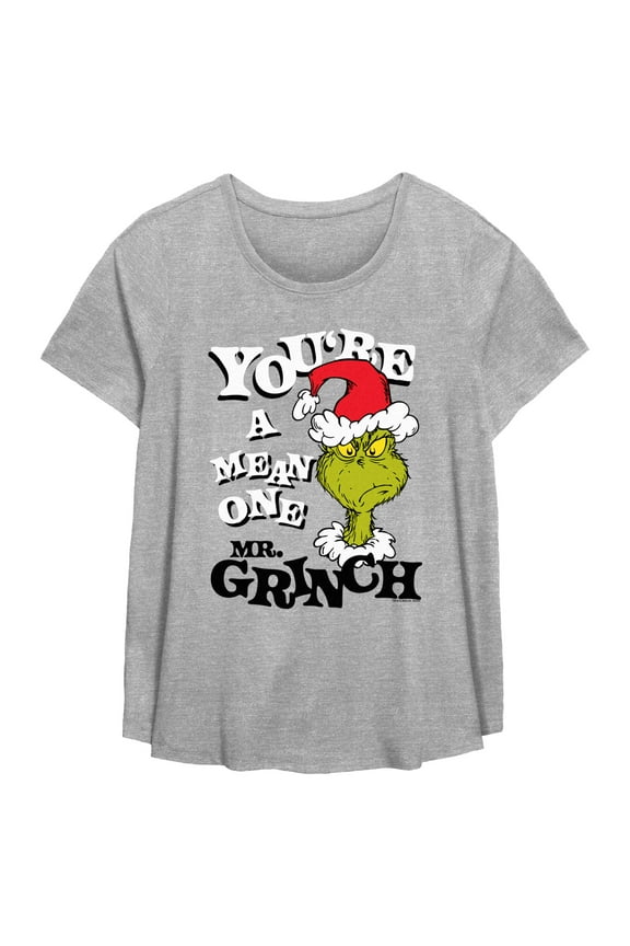 Women's Dr. Seuss Christmas Grinch You're a Mean One Portrait Graphic T-Shirt