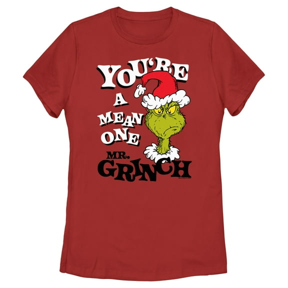 Women's Dr. Seuss Christmas Grinch You're a Mean One Portrait Graphic T-Shirt