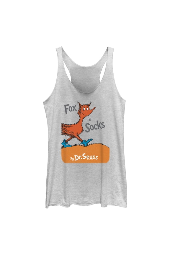 Women's Dr. Seuss Fox in Socks Book Cover Racerback Tank Top