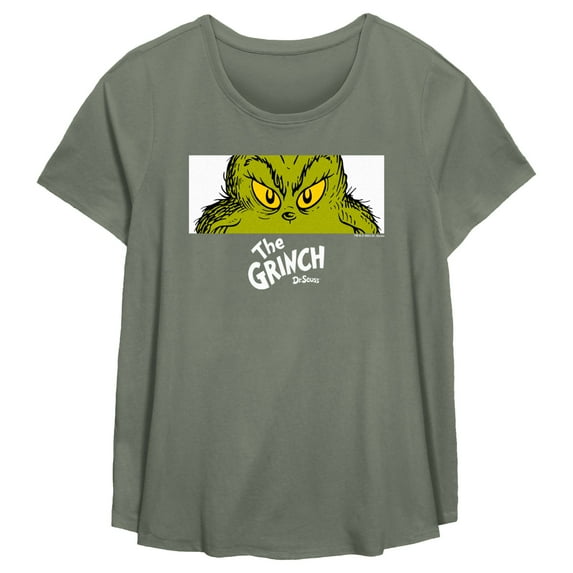 Women's Dr. Seuss Grinch Eyes Graphic Crop T-Shirt