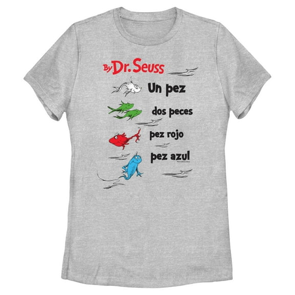 Women's Dr. Seuss One Fish Two Fish Red Fish Blue Fish Spanish  Graphic T-Shirt