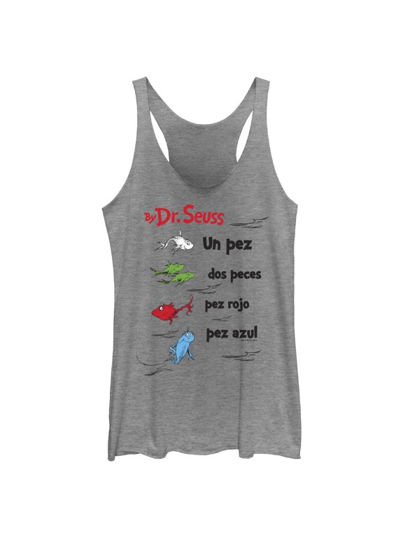 Women's Dr. Seuss One Fish Two Fish Red Fish Blue Fish Spanish Racerback Tank Top