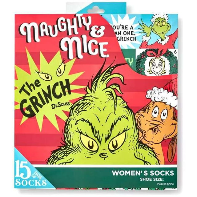 Women's Dr. Seuss' The Grinch 15 Days of Socks Advent Calendar