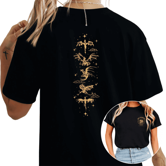 Women's Dragon Flying Mythical Creatures Graphic Tees T-shirt Suitable Tops Short Sleeve Round Neck Black S-5XL