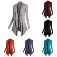 thumbnail image 1 of Women's Drape Front Open Cardigan Long Sleeve Irregular Women's plus Size Sweaters L, 1 of 4
