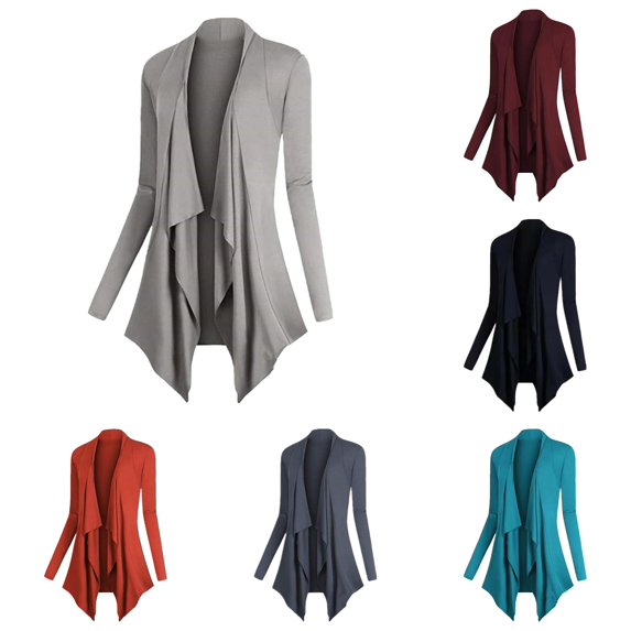 Women's Drape Front Open Cardigan Long Sleeve Irregular Women's plus Size Sweaters L
