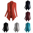 thumbnail image 1 of Women's Drape Front Open Cardigan Long Sleeve Irregular Women's plus Size Sweaters L, 1 of 4