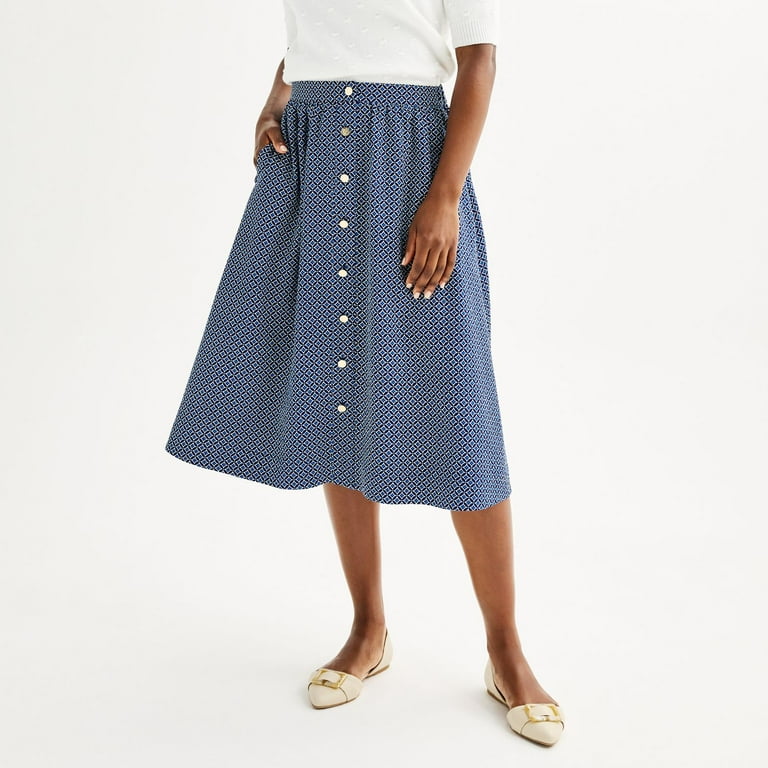 Women s Draper James Button Front Midi Skirt Color Navy Geo Size XX LARGE