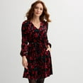 thumbnail image 1 of Women's Draper James Long Sleeve Belted Velvet Dress Color: Black Multi Size: LARGE, 1 of 4