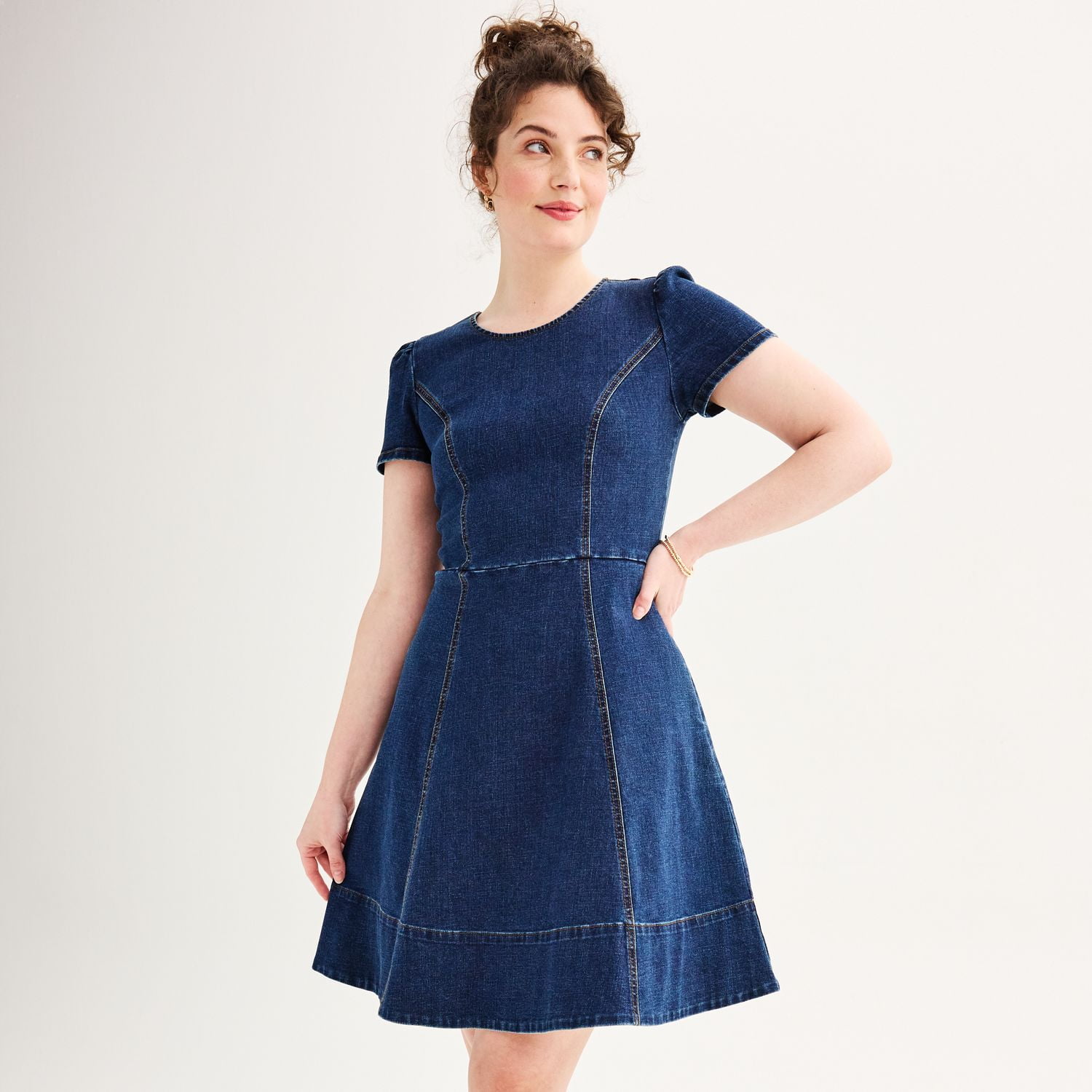 Women's Draper James Short Sleeve Circle Dress Color: Natural Wash Size: 18  - Walmart.com