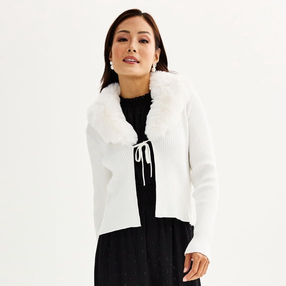 Women's Draper James Tie Front Cardigan Color: Ivory Size: XX LARGE