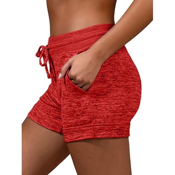 Women's Drawstring Athletic Shorts with Pockets, Casual Stretch Summer Shorts for Fitness and Daily Wear