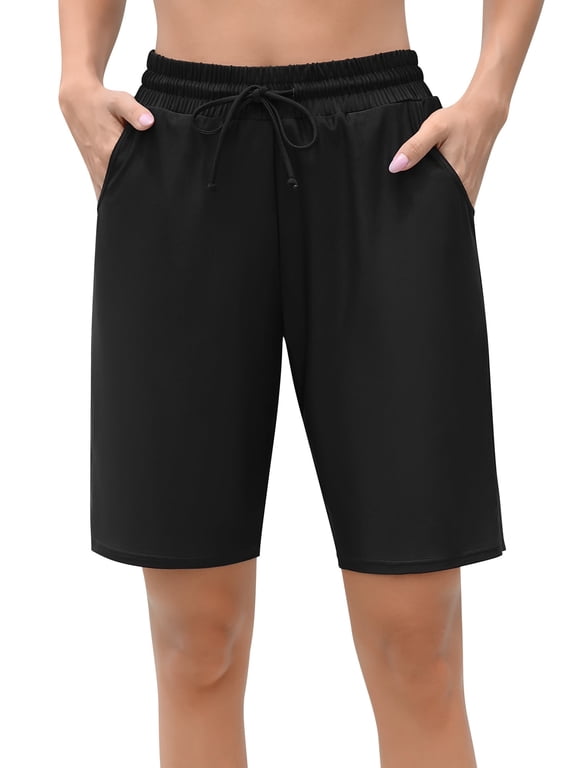 Swim Shorts for Womens Long Board Shorts with Pockets Quick Dry Bikini Bottoms Boyleg Swimmear Liner