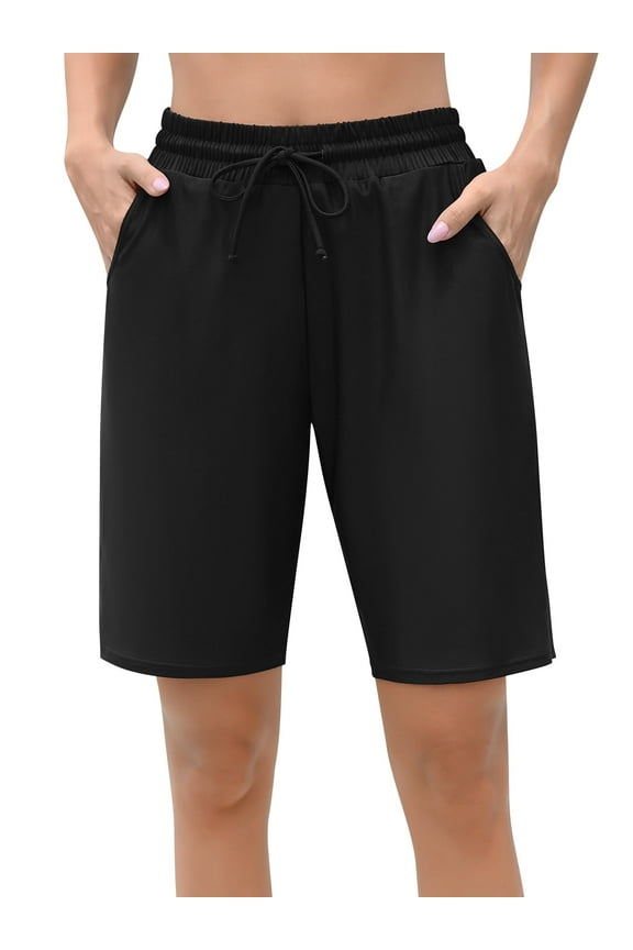 Swim Shorts for Womens Long Board Shorts with Pockets Quick Dry Bikini Bottoms Boyleg Swimmear Liner