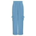thumbnail image 1 of Women's Drawstring Cargo Sweatpants High Waist Wide Leg Lined Pants with Pockets, 1 of 8