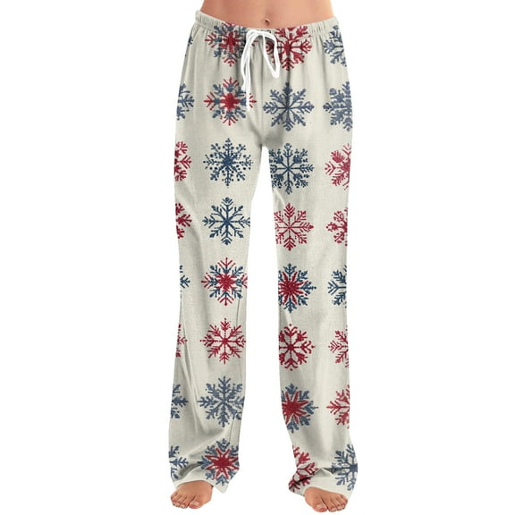 Women's Drawstring Christmas Printed Casual Pants, Long Trousers with Elastic Waist for Comfortable Wear, Festive Design for Holiday Season,Khaki,S