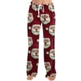 thumbnail image 1 of Women's Drawstring Christmas Printed Casual Pants, Long Trousers with Elastic Waist for Comfortable Wear, Festive Design for Holiday Season,Wine,L, 1 of 6