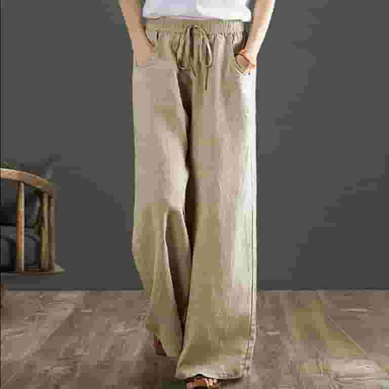 Women's Drawstring Cotton Linen Wide Leg Pants Plus Size Women's Drawstring Cotton Linen Wide Leg Pants Plus Size