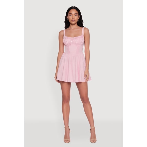Women's Drawstring Front Bustier Skater Dress