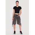 thumbnail image 1 of Women's Drawstring Hem Acid Wash Cargo Bermuda Shorts, 1 of 4