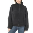 thumbnail image 1 of Women's Drawstring Hem Zipper Front Mock Neck Fleece Cotton Candy Sherpa Jacket with Pockets, 1 of 6