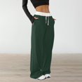 thumbnail image 1 of Women's Drawstring High Waist Color Block Sports Pants, Loose Fit Long Casual Pants, Elastic Waistband Athletic Pants for Daily Wear, Lounge Pants for Women, Comfortable Streetwear Sweatpants Green, 1 of 6