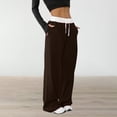 thumbnail image 1 of Women's Drawstring High Waist Color Block Sports Pants, Loose Fit Long Casual Pants, Elastic Waistband Athletic Pants for Daily Wear, Lounge Pants for Women, Comfortable Streetwear Sweatpants Coffee, 1 of 6