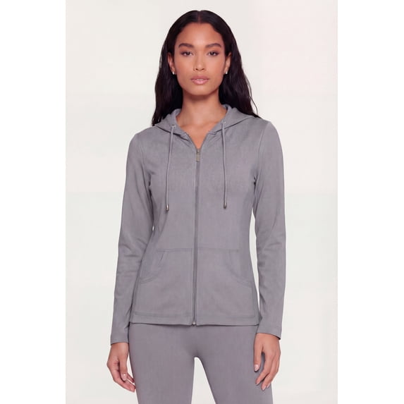 Women's Drawstring Hooded Zip Front Track Jacket