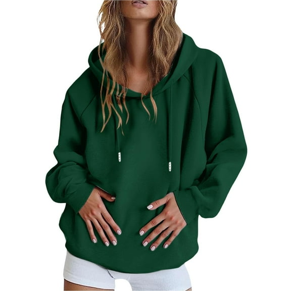 CHUMUD Women's Drawstring Hoodies Casual Long Sleeve Hooed Sweatshirts Pullover 2025 New Outfits Comfy Solid Fall Tops