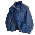 thumbnail image 1 of Women's Drawstring Jacket Long Sleeve Zip Up Short Trench Coat with Pockets Black 2XL, 1 of 4