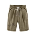 thumbnail image 1 of Women's Drawstring Linen Bermuda Shorts for Women Elastic Waist Summer Cotton Short, 1 of 6