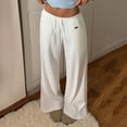 thumbnail image 1 of Women's Drawstring Low Rise Sweatpants, Baggy Wide Leg Casual Pants with Side Pockets, Soft Comfortable Lounge Pants for Streetwear, Weekend Wear, and Daily Activities White XL, 1 of 10