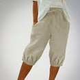 thumbnail image 1 of Women's Drawstring Shorts with Elastic Cuffs Summer Plain Knee Length Pockets Elastic Waist Shorts Baggy Comfortable Athletic Shorts for Runing Walking Biking Baseball, 1 of 6