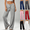 thumbnail image 1 of Women's Drawstring Sweatpants, Elastic Waist Casual Jogger Pants with Side Pockets Relaxed Athletic Lounge Running Fitness Wear | VerBelle,Gray M, 1 of 7
