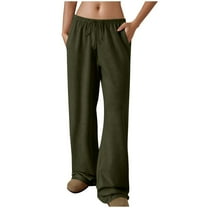 CHUMUD Women's Drawstring Sweatpants Low Rise Baggy Wide Leg Pants with Pockets Bootcut Joggers Elegant Going Out Pants