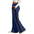 thumbnail image 1 of Women's Drawstring Sweatpants Side Stripe Pants Wide Leg Track Pants with Pockets Dark Blue S, 1 of 5