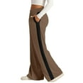 thumbnail image 1 of Women's Drawstring Sweatpants Side Stripe Pants Wide Leg Track Pants with Pockets Light Brown L, 1 of 4