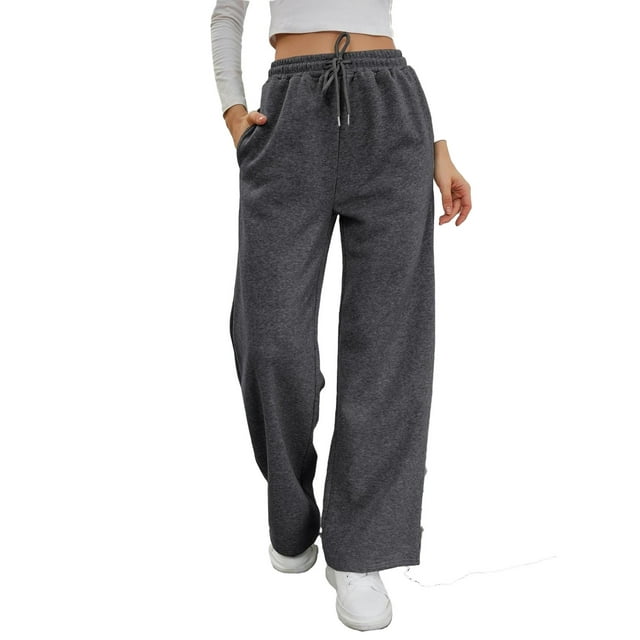 Women's Comfy Elastic Joggers, Drawstring Sweatpants Wide Leg Workout ...