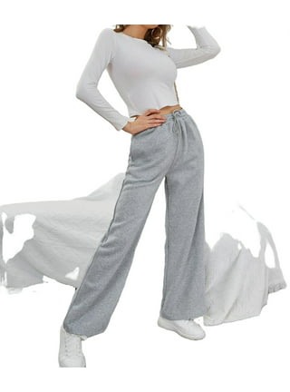 Grey Sweatpants Women High Waist Back Lace Up Casual Pants Joggers